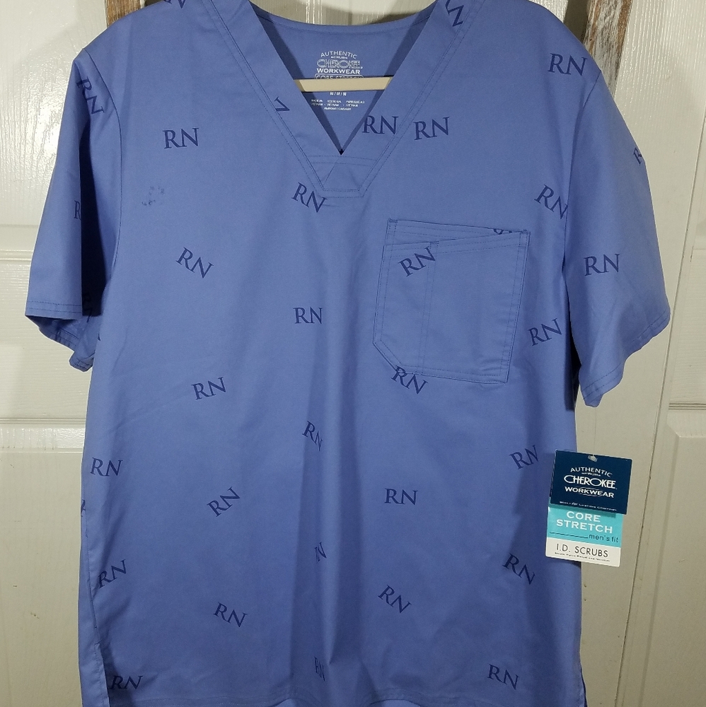 NWT Cherokee Workwear RN I.D. Scrubs Men's Top